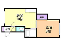 ノースイン19 1LDKの間取図画像