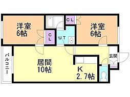 グリシーヌ41 2LDKの間取図画像
