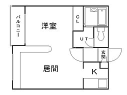 ハウスオブリザ北32条 1DKの間取図画像