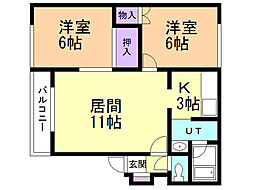 プレステージ32 2LDKの間取図画像