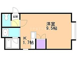 シャレー弐番館 1Kの間取図画像
