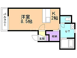 ベルナティオ南あいの里 1Kの間取図画像