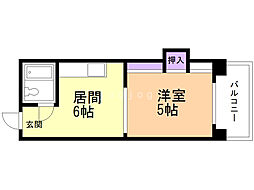 ノースタウンハウス 1DKの間取図画像