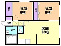モデラコート 2LDKの間取図画像