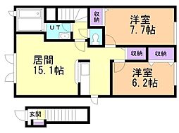 サンリット・エルム 2LDKの間取図画像