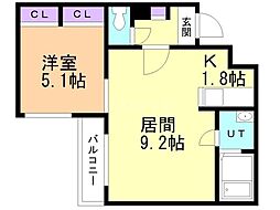 フェイバリト麻生 1LDKの間取図画像