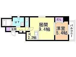 インテリジェントビルタカダ 1LDKの間取図画像