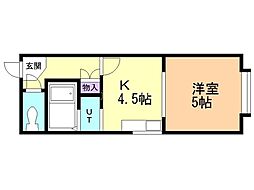 シングルコート北大前 1Kの間取図画像