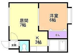ウインズ麻生 1LDKの間取図画像