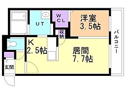 札幌市北区北三十七条西9丁目マンション 1LDKの間取図画像