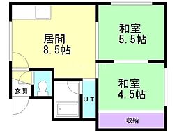 ポピーハイツ 2LDKの間取図画像
