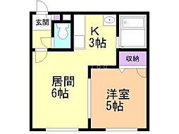 ノースパレスN42 1DKの間取図画像