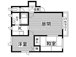 グレーハウス多田 2LDKの間取図画像