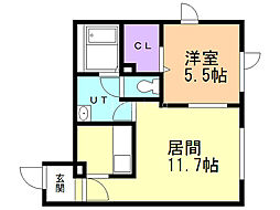 シャーメゾン麻生 1LDKの間取図画像