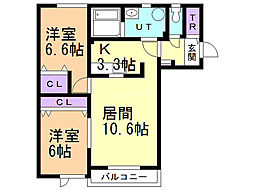 プリリア北32条 2LDKの間取図画像