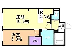 SORANO麻生 ソラノアサブ 1LDKの間取図画像