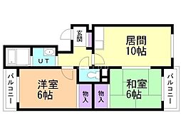 シャトー32 2LDKの間取図画像