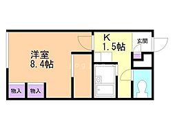 レオパレスセヴィル 1Kの間取図画像