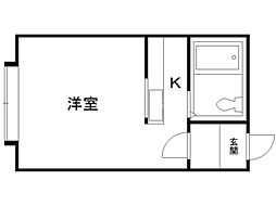 セブンススクウェア 1Kの間取図画像