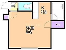 カーサ・アジュール南麻生 1Kの間取図画像