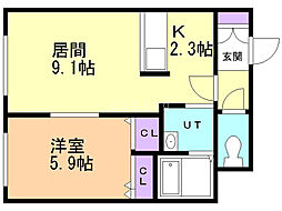 PLAGENL43 1LDKの間取図画像