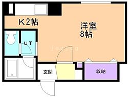 レガート北36 1Kの間取図画像