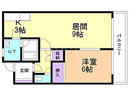 瑞穂木の城2 1LDKの間取図画像