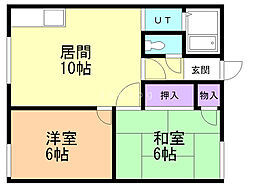 コーポラスアイB 2LDKの間取図画像