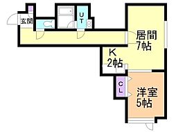 ボヌール 1LDKの間取図画像