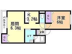 ステータス11パート2 1DKの間取図画像