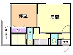 プロムナードコート麻生 1LDKの間取図画像