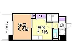 トーワビルデンス 8階1DKの間取り