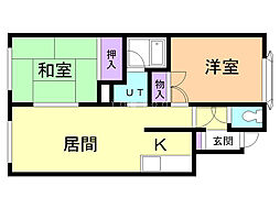 ルミエール山鼻 2LDKの間取図画像