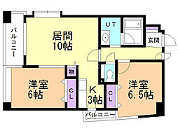ＮＯＶＡ大通II 8階2LDKの間取り