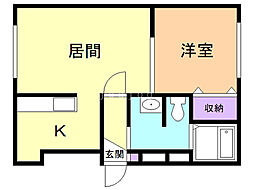 パールハイム桑園 4階1LDKの間取り