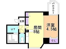 リラハイツ南2条 7階1LDKの間取り