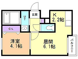 ル・ファール大通 3階1LDKの間取り
