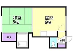 コーポかえで 1階1DKの間取り