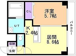 レゾ札幌 10階1LDKの間取り