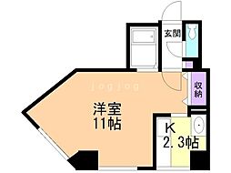 山岸ビル 3階ワンルームの間取り