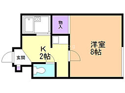 レオパレス南10条 101 1階1Kの間取り