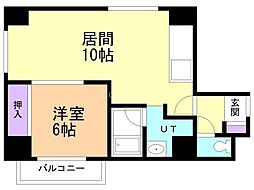ハイム浅野 1LDKの間取図画像