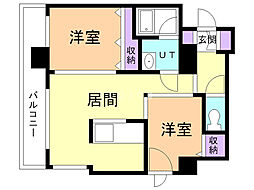 クレジデンス札幌・南4条 4階2LDKの間取り