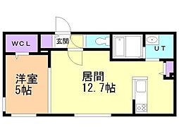 札幌市営東西線 バスセンター前駅 徒歩9分の賃貸マンション 1階1LDKの間取り
