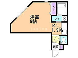 エヴァンスコート南1条 3階1Kの間取り