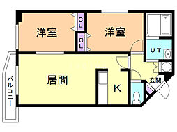 メディオフラム札幌 5階2LDKの間取り