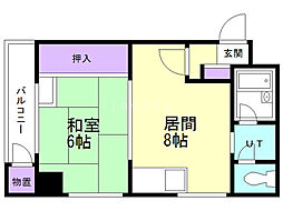 リベルティ大通 1LDKの間取図画像