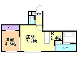 Luxis　S5 5階1LDKの間取り