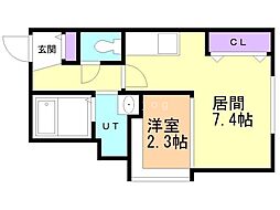 札幌市営東西線 西11丁目駅 徒歩8分の賃貸マンション 5階1DKの間取り
