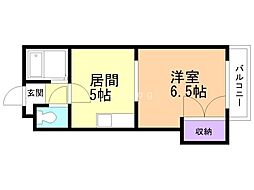 プレジール山鼻 306 3階1DKの間取り